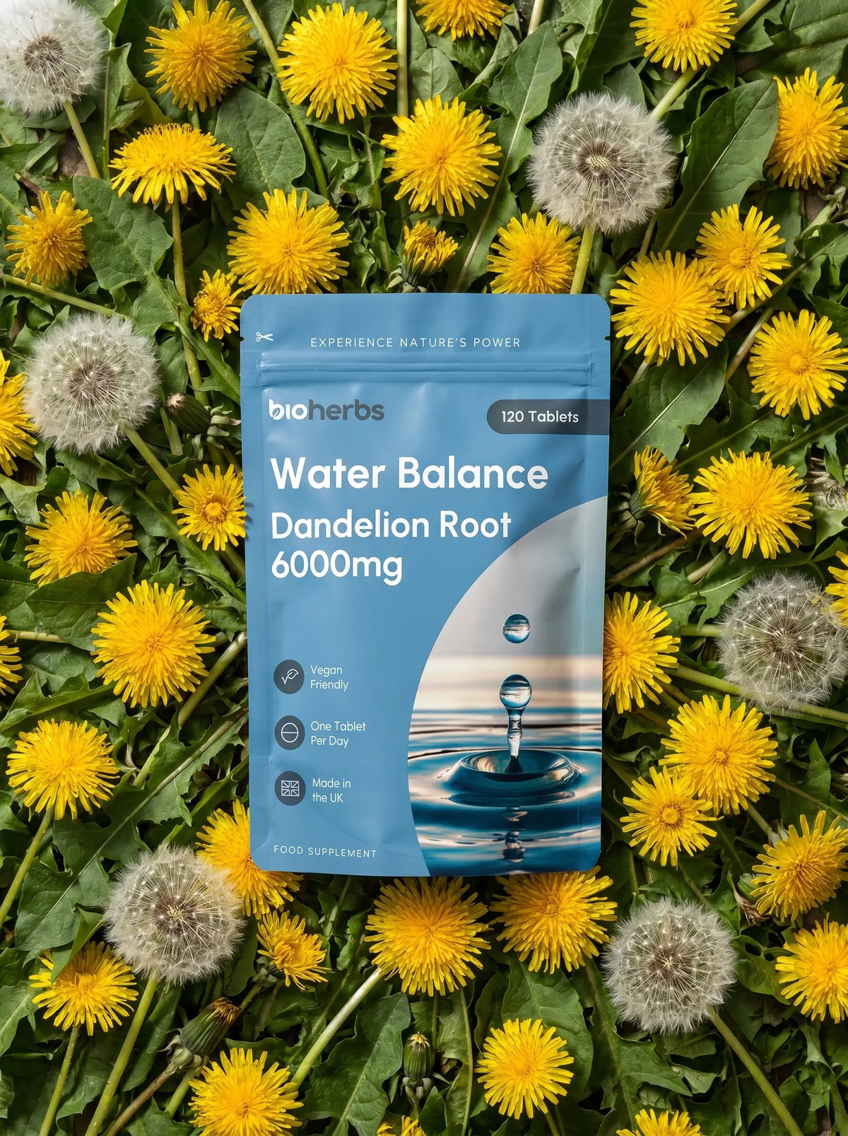 Water Balance Tablets - Dandelion Root 6000mg | 120 One-Per-Day Tablets (4-Month Supply)