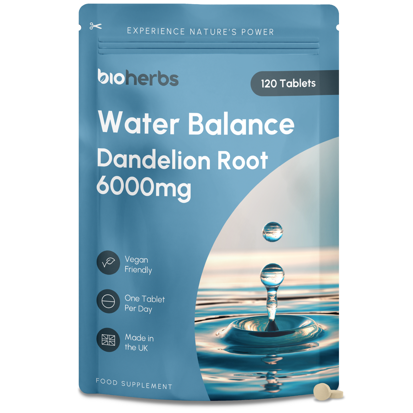 Water Balance Tablets - Dandelion Root 6000mg | 120 One-Per-Day Tablets (4-Month Supply)
