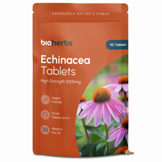 BioHerbs Echinacea Tablets High Strength 3000mg - 90 One-Per-Day Micro Tablets (3-Month Supply)