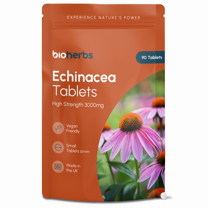 BioHerbs Echinacea Tablets High Strength 3000mg - 90 One-Per-Day Micro Tablets (3-Month Supply)