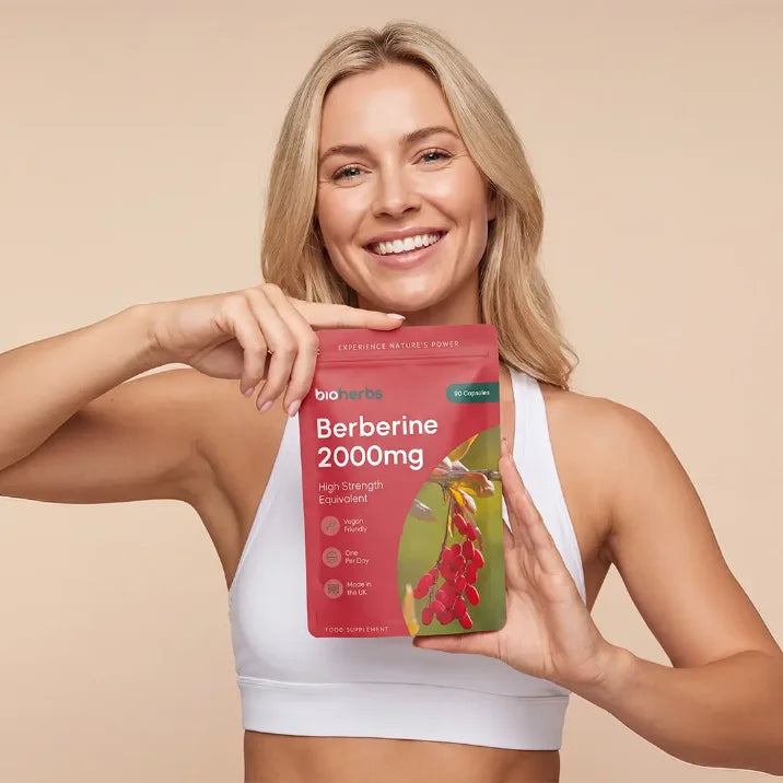 BioHerbs Berberine pouch in hand