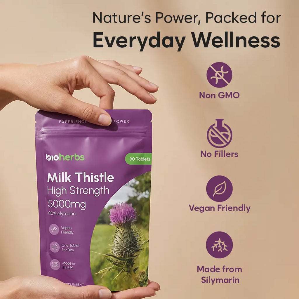 Milk Thistle High Strength 5000mg - 80% Silymarin (125mg Extract) | 90 One-Per-Day Milk Thistle Tablets (3-Month Supply)