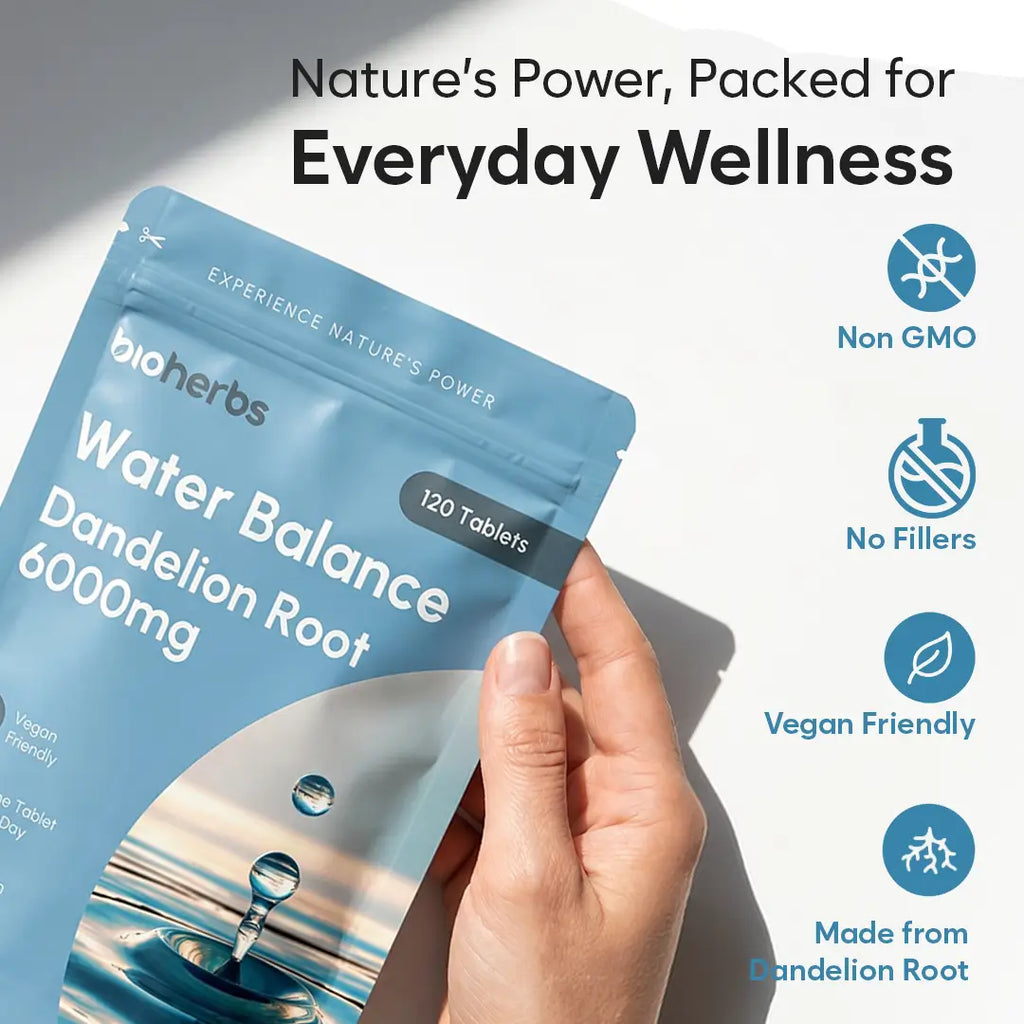 Water Balance Tablets - Dandelion Root 6000mg | 120 One-Per-Day Tablets (4-Month Supply)