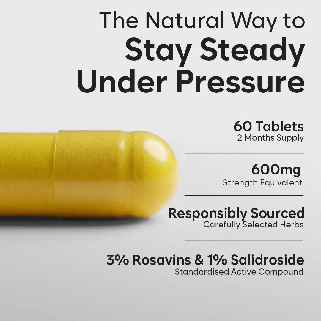 Rhodiola Rosea Capsules High Strength - 600mg 3% Rosavins 1% Salidroside by BioHerbs | 60 One-Per Day Capsules (2-Month Supply)