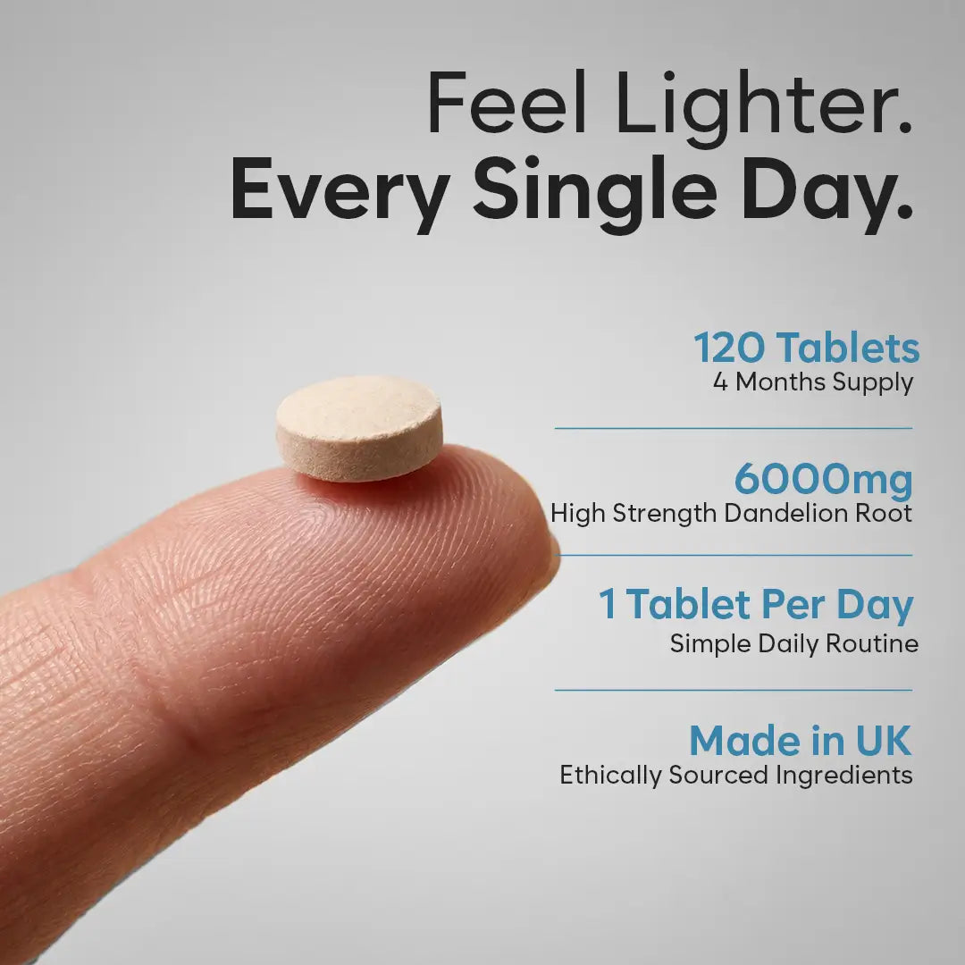 Water Balance Tablets - Dandelion Root 6000mg | 120 One-Per-Day Tablets (4-Month Supply)